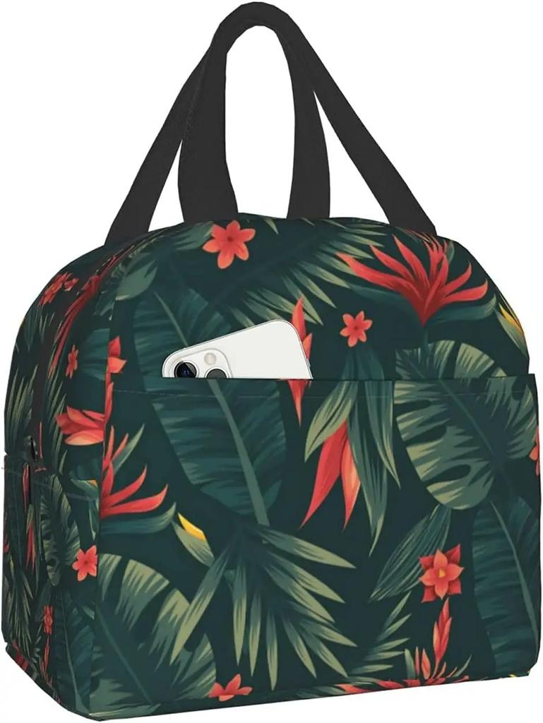 Hawaiian Hibiscus Flower Lunch Bag For Women Men Kids Lunch Box Insulated Lunch Container Tote Bag for Office Work School Picnic