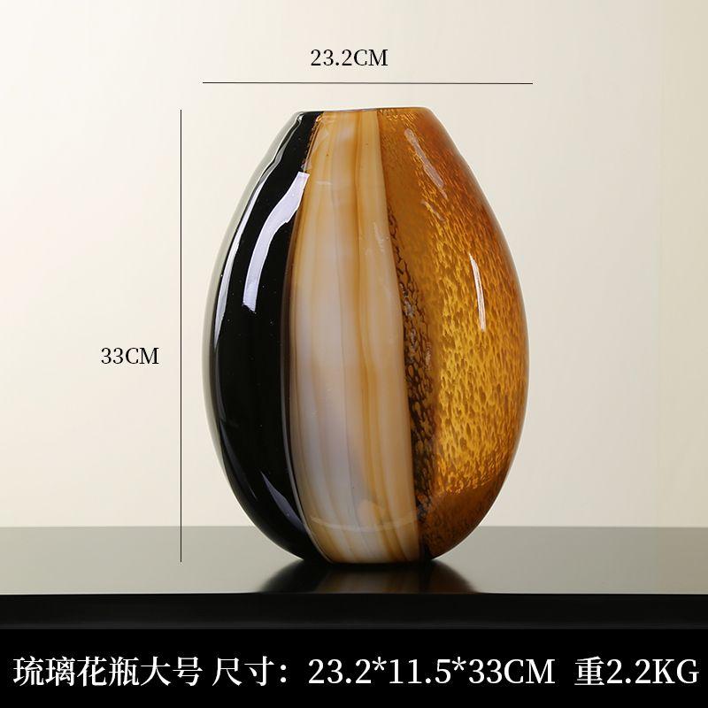 Modern simple glass color matching vase light luxury art decoration living room can be decorated with hydroponic flower device