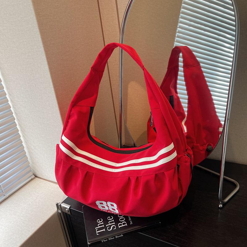 Underarm Casual Dumpling Bag New Contrasting Striped Canvas Bag Large Capacity Versatile Shoulder Bag