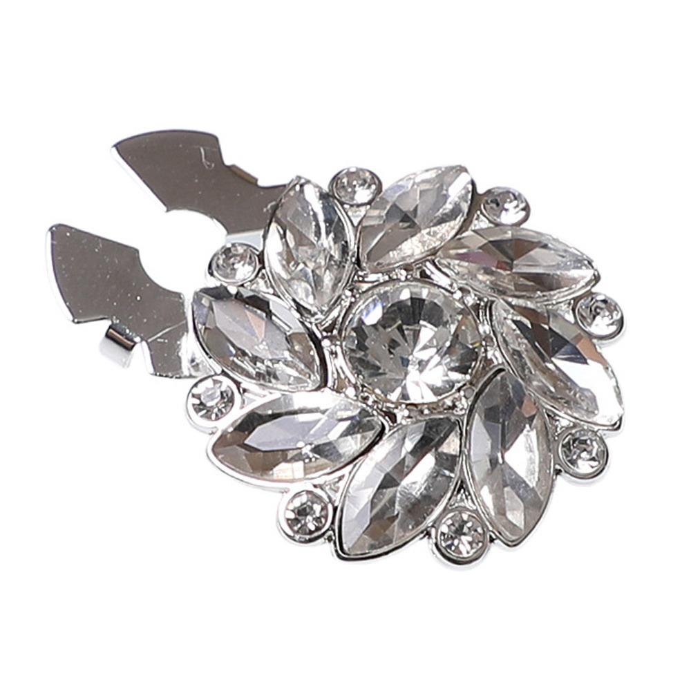 1PC DIY Sewing Pearl Flower Button Covers Alloy Golden Base Shirt Button Clip Detachable Clip-On Handwoven