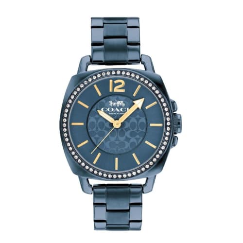 COACH 14503985 Blue Dial Blue Stainless Steel Bracelet Boyfriend 34mm Watch, Blue