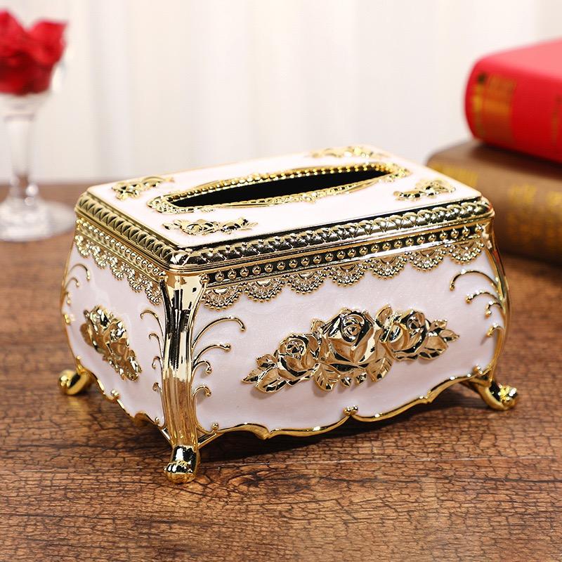 Facial Tissue Holder Embossed Rose Plastic Tissue Box Cover Tissue Dispenser for Living Room Home Household Kitchen Countertop