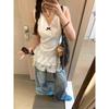 Plus-Size French Lace Trim Camisole Top for Women, Summer New Style, Loose Fit, Slimming Sleeveless Short Dress