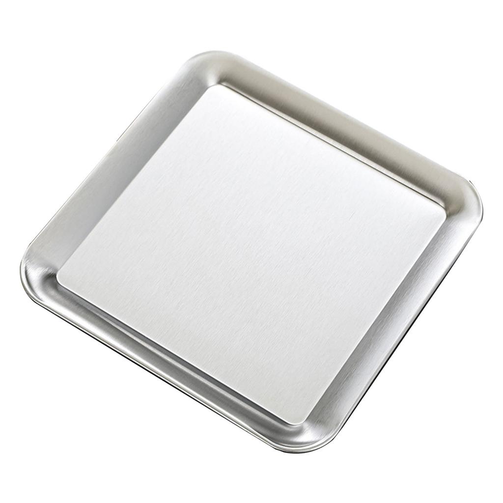 Serving Platter Square Stainless Steel Dish Tray Barbecue Plate Silver Color for Home L