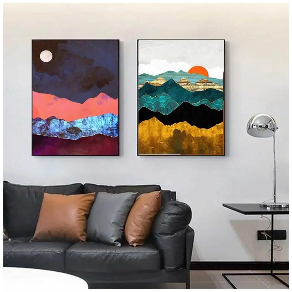 Abstract Mountain Sunrises Sunsets Landscape Wall Art Canvas Paintings Poster Print Picture Living Room Interior Home Decoration