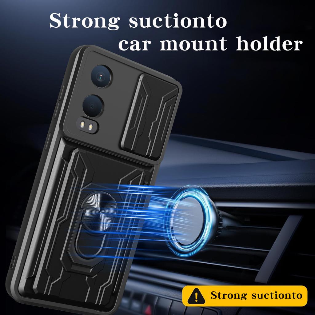 For OnePlus Nord CE4 Lite 5G Case PC+TPU Kickstand Phone Back Cover with Camera Slider