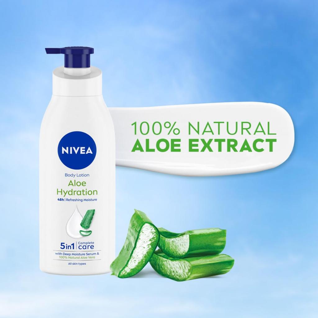 Nivea Aloe Hydration Bodylotion 400ml Für Männer & Frauen | 48H Feuchtigkeitsspendend | Nicht-Klebende Sommer-Hautpflege | Zieht Schnell Ein
