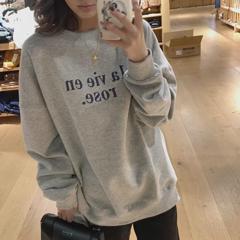 2025 Autumn Korean Loose-Fit Letter Print Thin Sweater for Women - Long Sleeve Pullover for Students