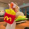 Hand Crocheted Mcdonald'S Wool Fries Burger Keychain Bag Pendant Key Chain Schoolbag Pendant Small Gift