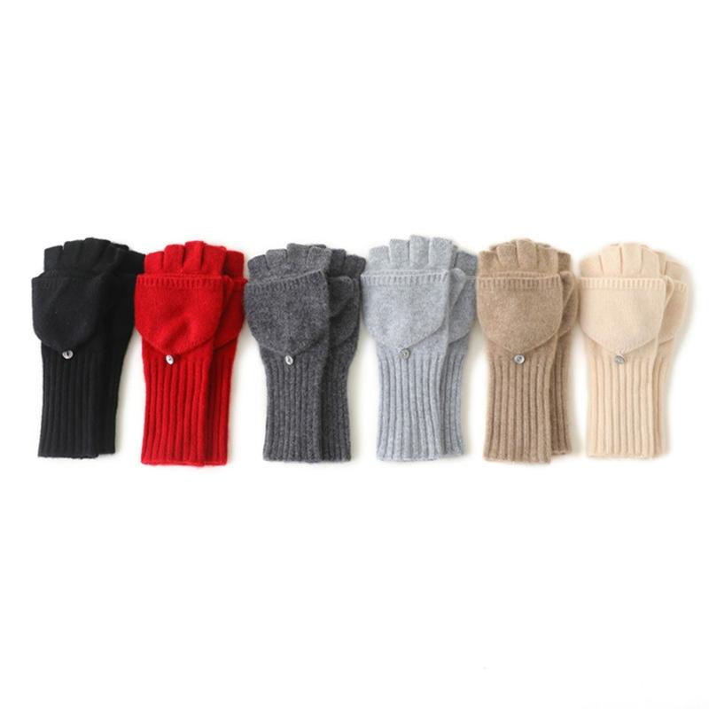 Half Finger Gloves For Men Women Cashmere Wool Blend Flip Cover Handwear For Smartphone Compatibility Winter Essential