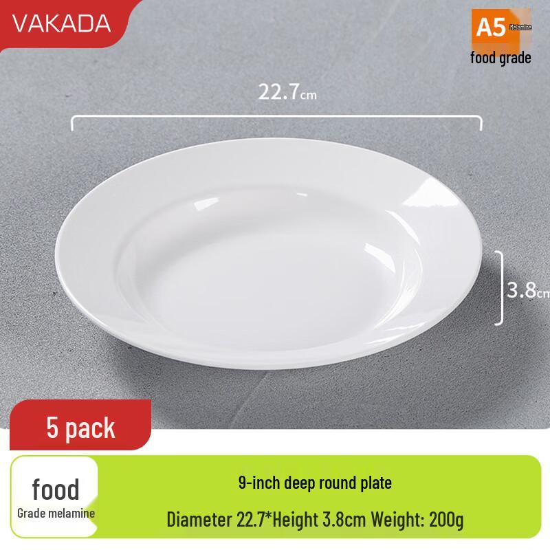 

VAKADA White Melamine Restaurant Dinner Plates