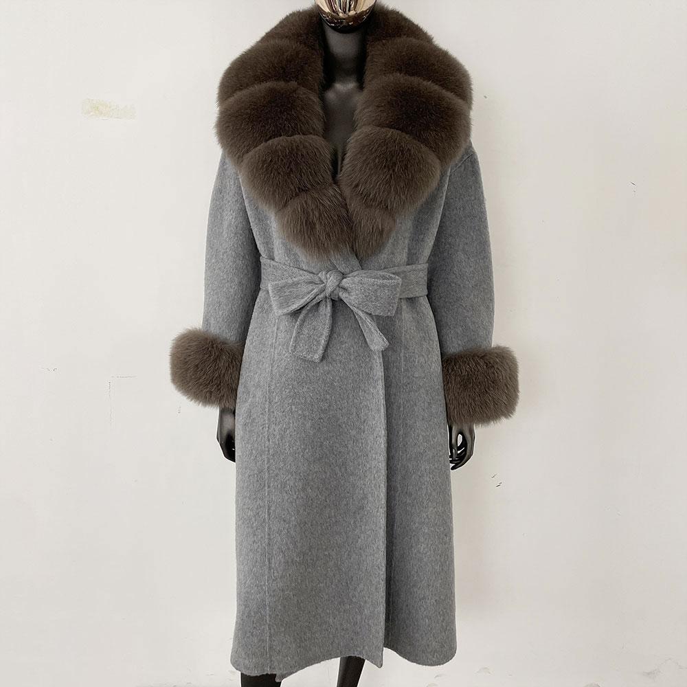 OFTBUY Wool Coat Women 2024 Autumn Winter Real Fox Fur Jacket Female Long Warm Natural Fox Fur Collar Fur Cuffs Coat Woolen Coat