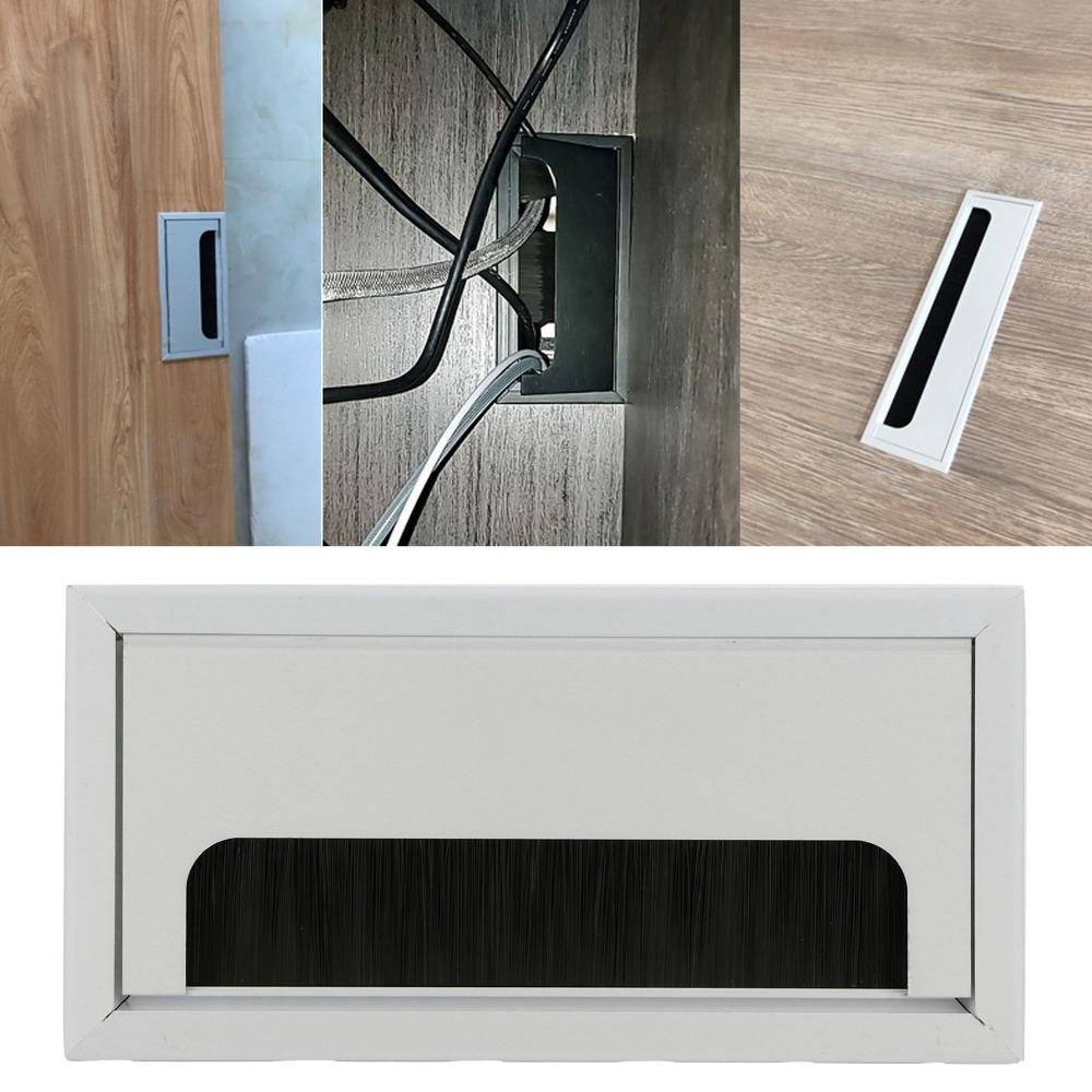 Silver Wire Hole Cover 160mm x 80mm Rectangle Cable Grommet Durable Cable Grommet Computer Desk