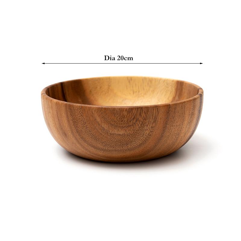 Akazienholzschale Obstsalatschale Japanische Küche Holzschalen für Lebensmittel Reis Ramen Snack Große Servierschüsseln Holzgeschirr