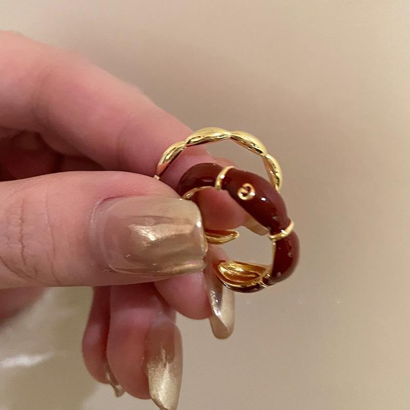 Anéis vintage vermelhos com gotas esmaltadas para mulheres, moda bambu, nó, anel aberto, noivado, casamento, joias, moda, presentes para namorada