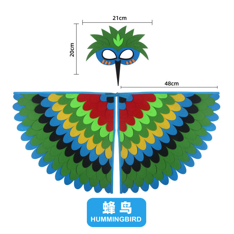 Kids Animal Bird Wings+mask Suit Stage Performance Peacock Owl Parrot Bird Felt Cape Halloween Bird Cosplay Cloak for Girls Boys