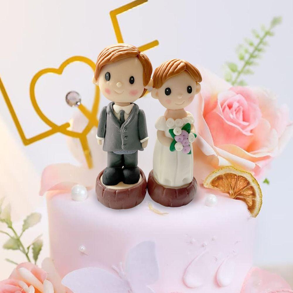 Elegantní Figurky Nevěsty a Ženícha Retro Pár Figurka na Dort Valentýn