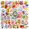50 Retro Flowers Doodle Stickers Plant Flowers Hand Account Cartoon Creative Hand Account Stickers