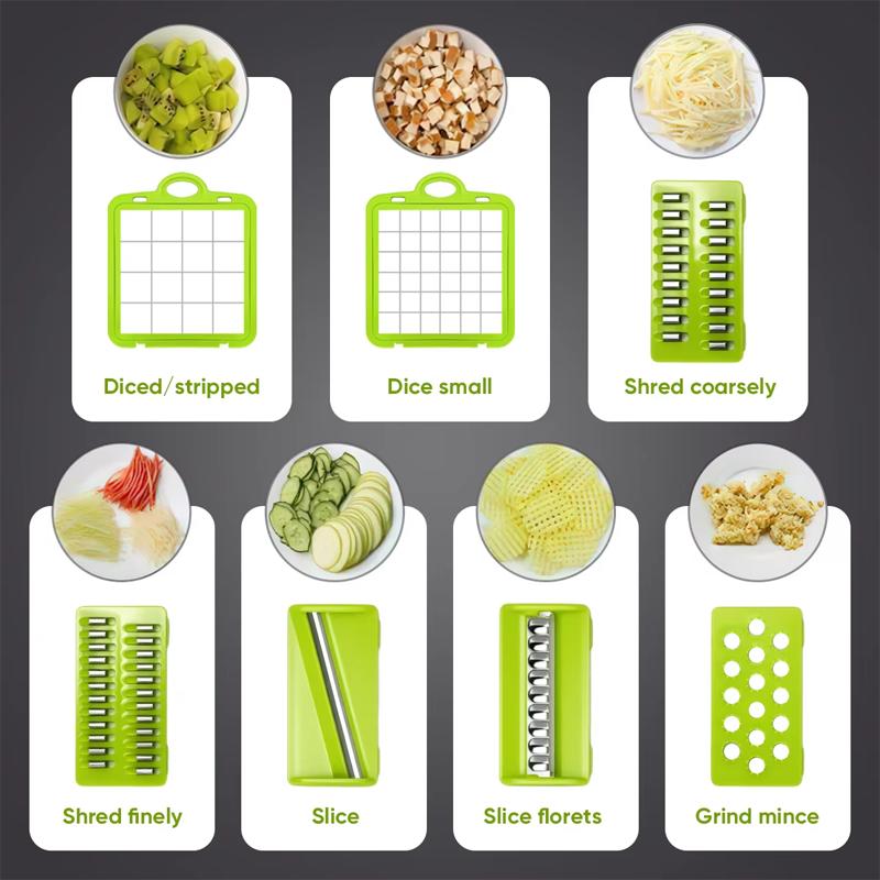 Hot 16Pcs Set Vegetable Chopper Onion Chopper Handle Food Grate Food Chopper Kitchen Vegetable Slicer Dicer Cut Potato Shredder