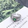 Elegant Retro Emerald Adjustable Ring - Women's Light Luxury Fashion with Cool, Versatile Niche Style