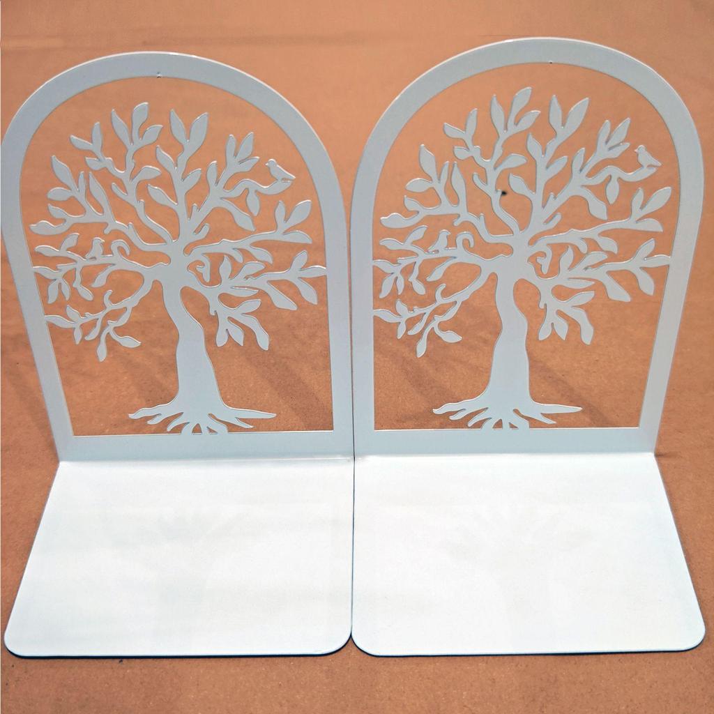 Tree Shadow Skull Metal Bookends - Student Reading Supplies, Retro Hollow Design