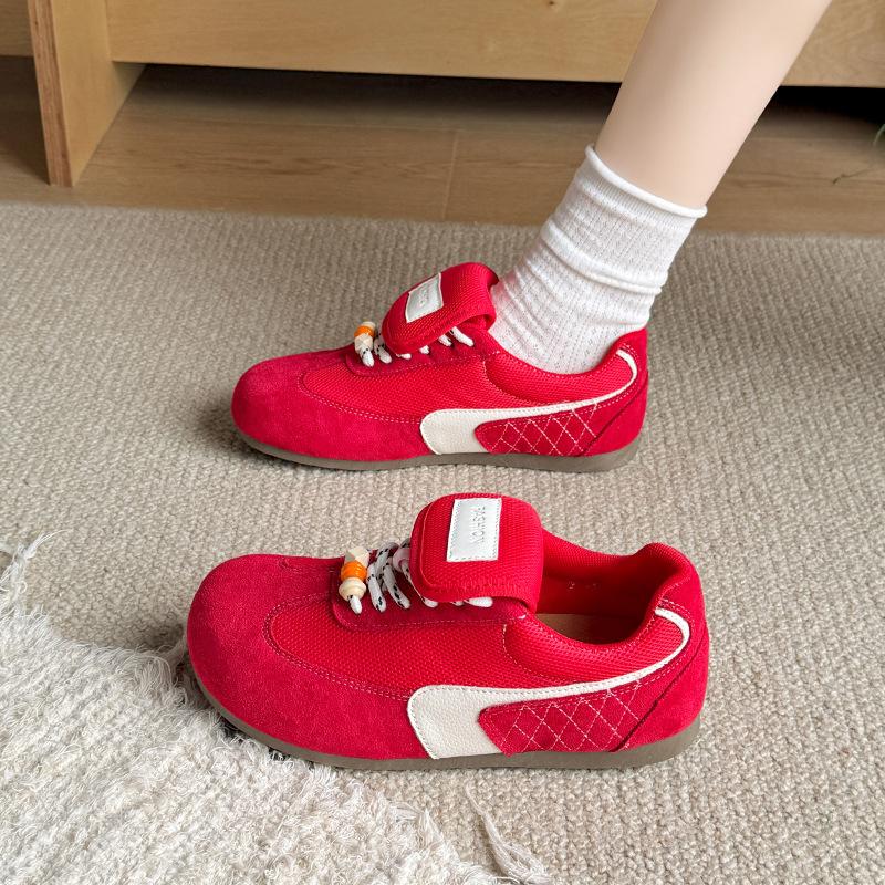 Retro Contrasting Color Splicing Flip Cover Dexun Shoes Women's 2025 New Fashionable Versatile Mesh Breathable Casual Sports Shoes