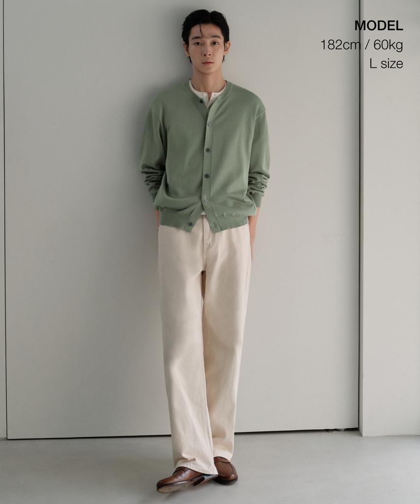 Musinsa Standard Washable Supima Cotton Round Neck Cardigan [Light Khaki]