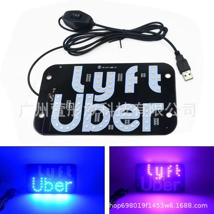 TAXI UBER LED Car Sign Light USB Powered Glowing Taxi Indicator Lamp Rideshare Driver Windshield Decor