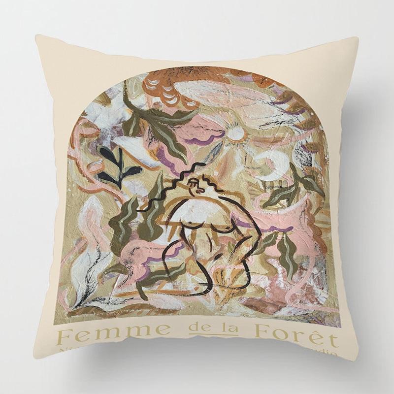 Vintage Figuren Illustrations Kissenbezug 45x 45cm Schlafzimmer Sofa Dekokissenbezug Vier Jahreszeiten Universal Vielfalt optional