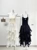 Elegant White Ruffle Mesh A-Line Skirt