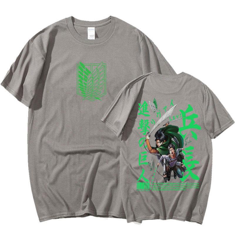 Tricou cu anime japonez Attack on Titan Manga Levi Ackerman Shingeki No Kyojin Tricou unisex casual din bumbac cu mânecă scurtă