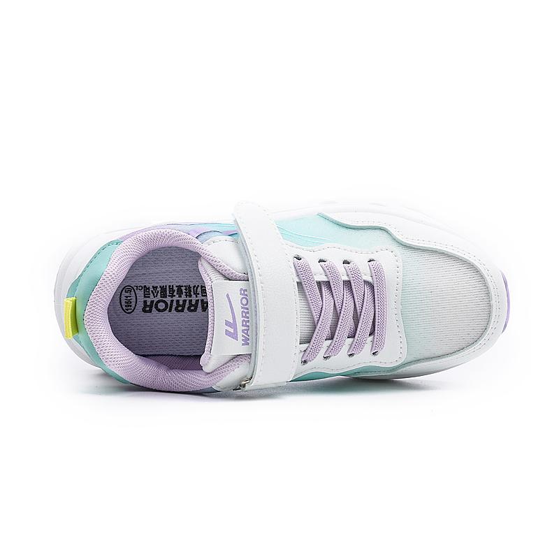 Warrior Lightweight Comfortable Versatile Trendy Breathable Durable Low-Top Casual Shoes Kids Sneaker White Purple Green WZ(CL)-0861