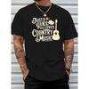 Music Men's Short-sleeved T-shirt Summer Fashion Trend Top Printed Men's Bottoming Shirt Summer Round Neck Casual Versatile Breathable Top Suitable