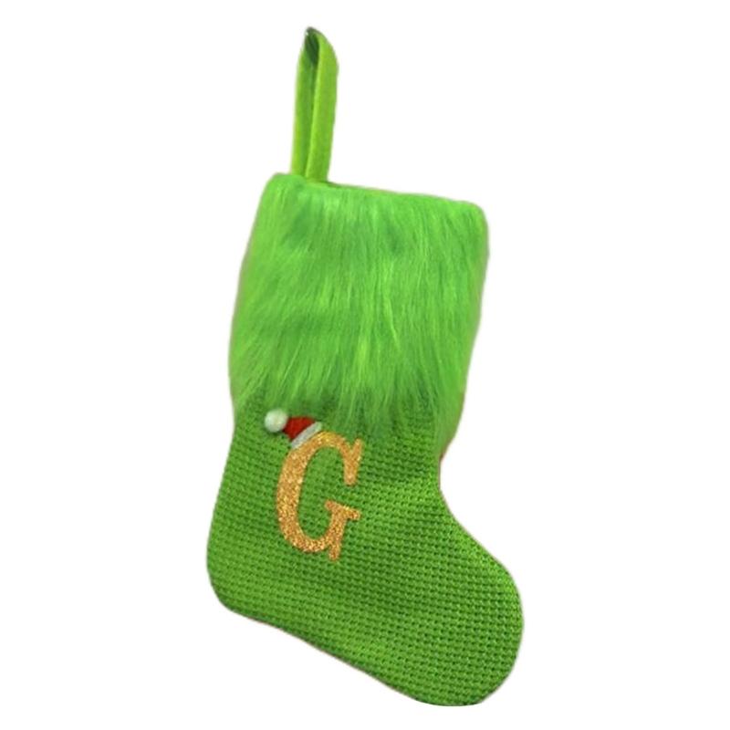 Holiday Sock Durablility Hanging For Candy Gifts Holder Festival Decoration Classical Christmas Letter Knitted Stocking