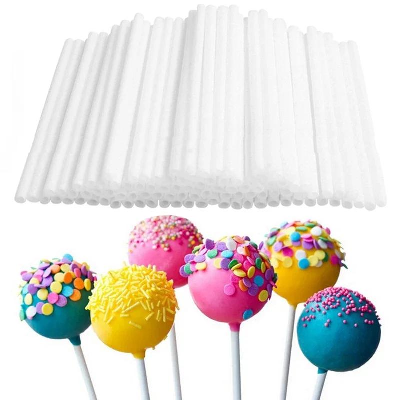 100 Stück Kunststoff-Lollipop-Sticks, sicher, weiß, Kuchendekoration, Pop-Sauger-Sticks für Schokolade, Zucker, Süßigkeiten, Lollypop, DIY-Formdekoration