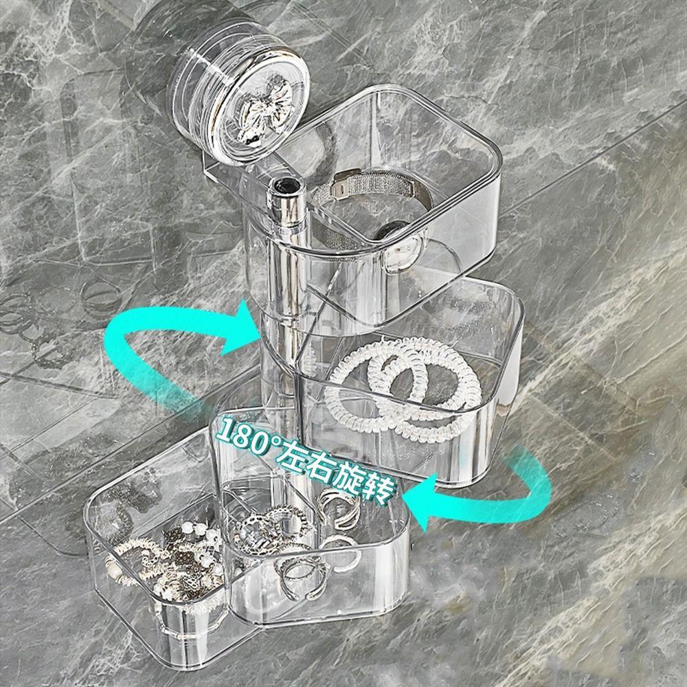 Wall Mounted Suction Cup Rotating Jewelry Box Plastic Hairpin Jewelry Display Rack for Home