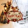Christmas Bedroom Door Decor This Is Our Blessed Happy Place Sign, Welcome Front Durable Wooden Holiday Sign Hanger Decoration, Rustic Wall