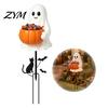 Halloween Geist Süßigkeitenschale Halter Gartenstecker, Niedlich Leuchtend mit Kürbisschale, Harzstatue für Außenbereich Hofschild Veranda, Rasen, Weg,