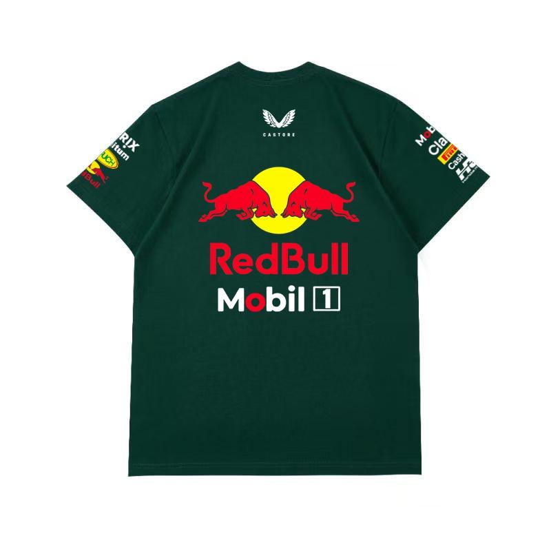 Red Bull Heren Dames F1 Raceteam T‑shirt, Zomer Korte Mouw Katoenen T‑shirt, Voor en Achter Print Casual Los Sport Topje, Meerkleurig