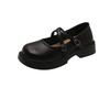 British style platform small leather shoes women's summer French flat-soled single shoes 2025 new models with skirts love Mary Jane shoes