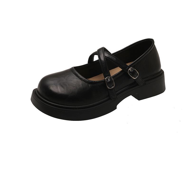 British style platform small leather shoes women's summer French flat-soled single shoes 2025 new models with skirts love Mary Jane shoes