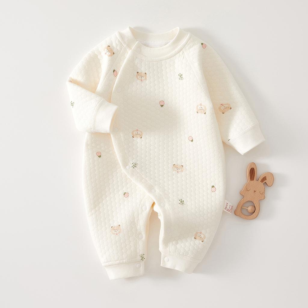 Newborn Infant Quilted Romper Warm Cotton Onesie Autumn Winter Baby Jumpsuit Soft Inner Wear Clothes