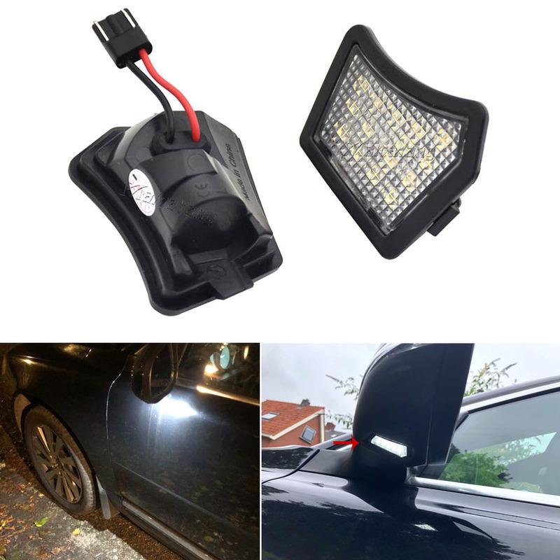 2Pcs Puddle Light For Volvo V40 V50 C30 C70 S40 S60 S80 V50 V70 XC70 XC90 LED Under Mirror Lamp For Jaguar XJ XF XK/XKR XE