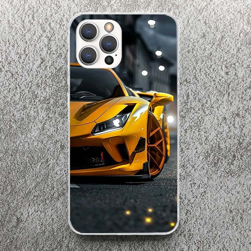 Cool Male Men Sports Cars Print Soft Case for iPhone 17 Air 16 16E 15 14 Plus 13 Mini 12 11 Pro Max Phone Shell SE 7 8 Pattern C