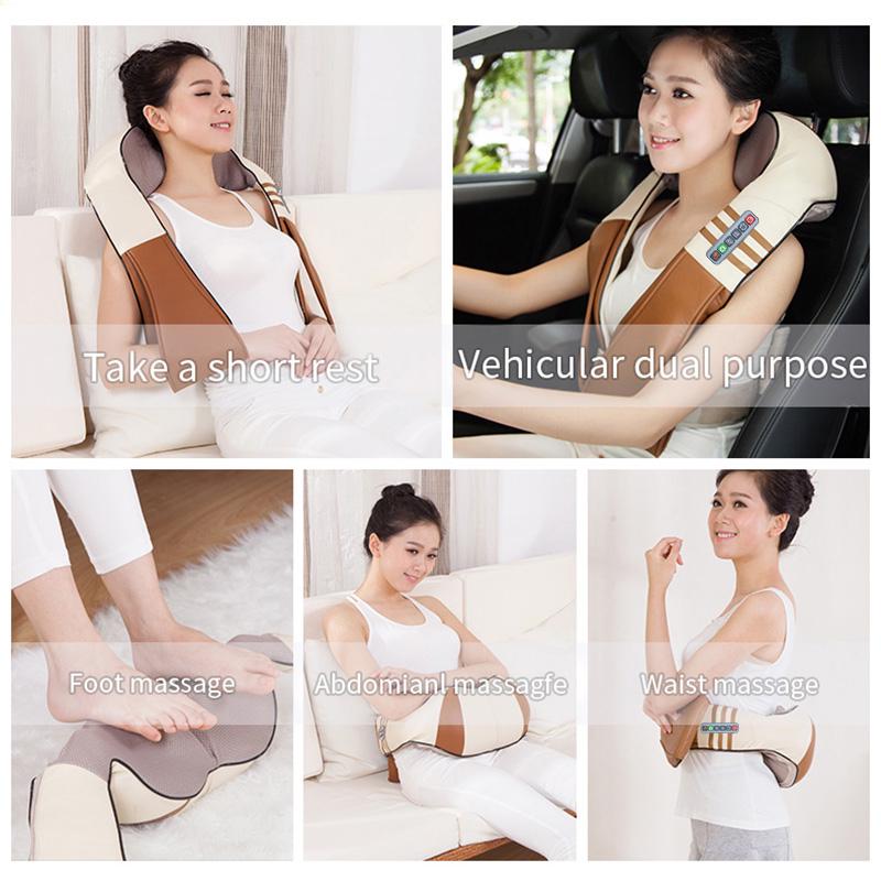 16 Massage Heads Heating Neck Shoulder Kneading Massager Cervical Health Care Back Waist Relaxation Massage Shawl