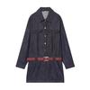 European and American autumn and winter new European and American style fashionable and simple with belt short denim dress