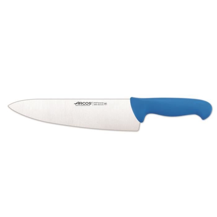 Couteau De Chef Arcos Couleur - Prof 290823 En Acier Inoxydable Nitrum Et Mango Polypropylène Bleu Ergonomique Avec Lame De 25 Cm,