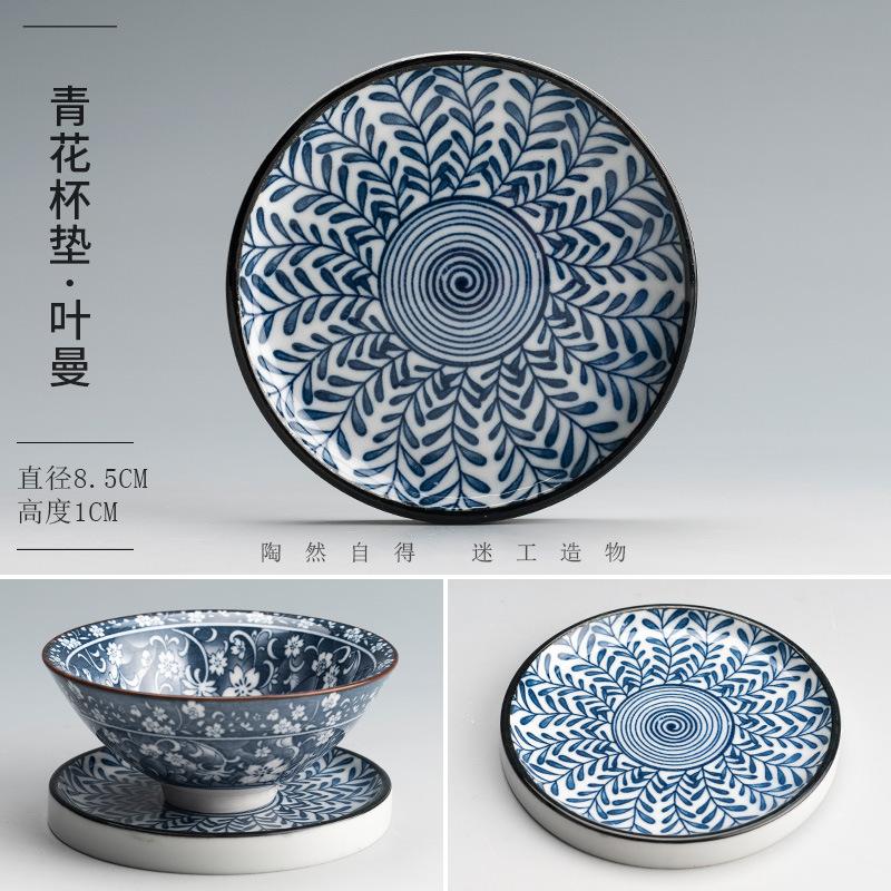 Retro Modrý a Bílý Porcelánový Jídelní Talíř Kulatý Talíř na Ovoce Keramická Vařicí Mísa Květinový Vzor Dezertní Talíř Kuchyňské Nádobí