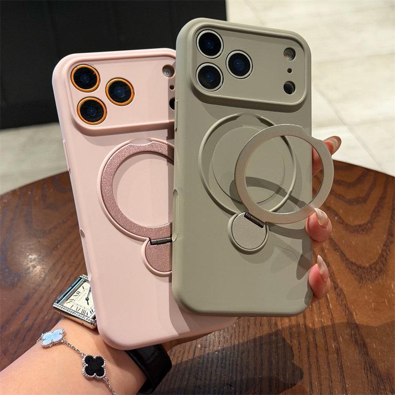 Liquid Silicone Magnetic Rotating Bracket Phone Case for iPhone 17 Pro Max - Precision Fit & Full Coverage
