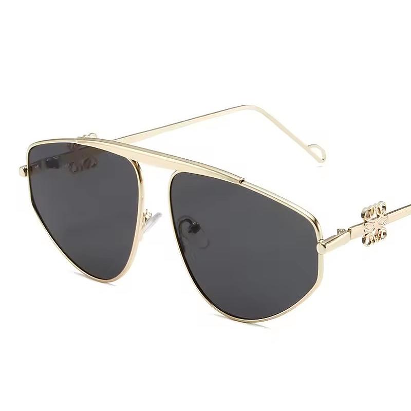 Non-polarized Fashion Large Frame Sunglasses Metal Polygon Sunglasses Street Photography Glasses